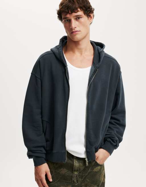 Cotton:On Cropped zip up hoodie in washed black