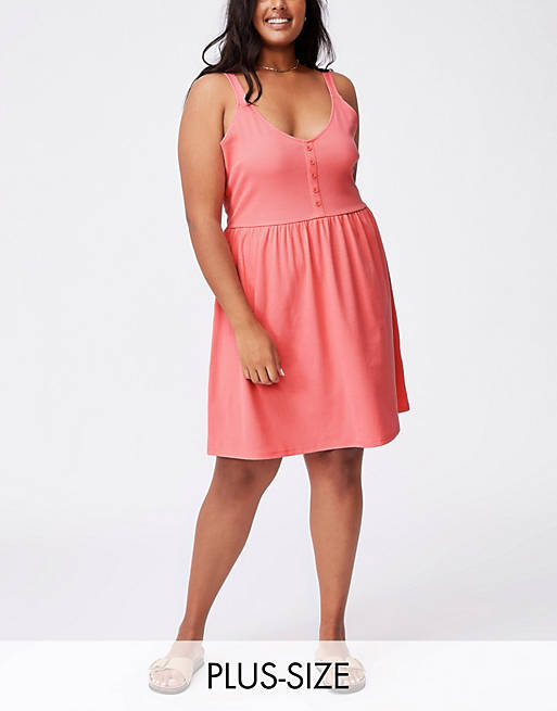 Dresses Cotton:On Curve button down midi dress in pink 