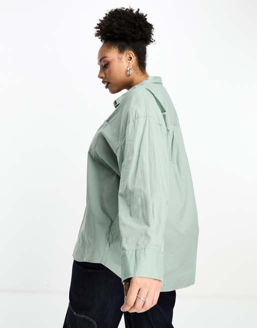 Cotton:On Curve dad shirt in sage green