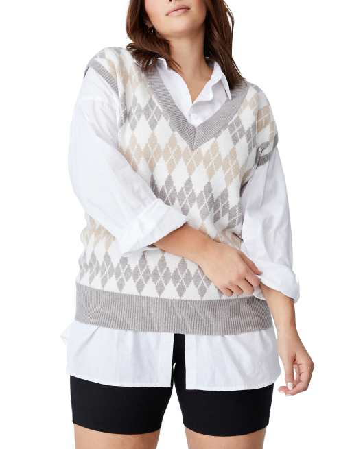 Cotton:On Curve - Débardeur tunique en maille torsadée - Gris