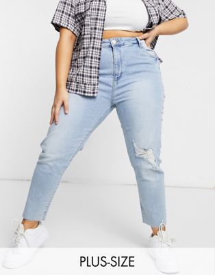 Cotton:On Curve high rise mom jean in light blue rip