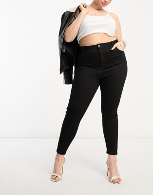 Cotton:On Curve high rise skinny jeans in black  - ASOS Price Checker