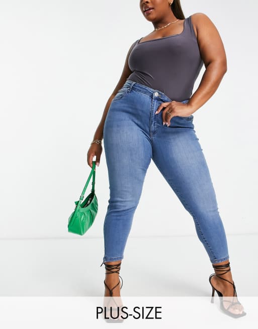 Cotton:On Curve high rise skinny jeans in blue | ASOS