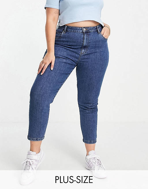 Jeans Cotton:On Curve high waisted mom jean in mid wash 