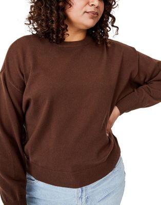 Cotton:On curve knitted jumper in brown