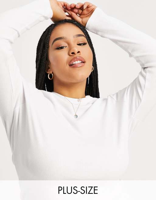 Cotton:On Curve – Langärmliges Shirt in Weiß