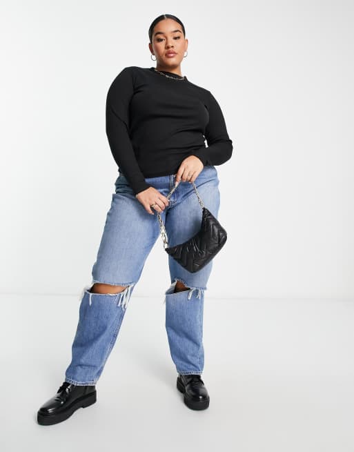 Cotton:On Curve long sleeve tee in black, 4 of 4