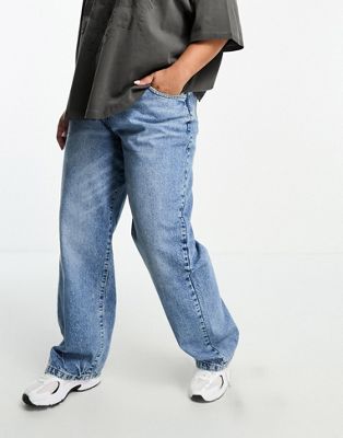 Cotton:On Curve loose straight jeans in mid blue