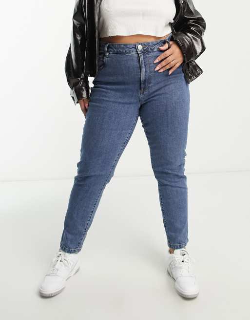 Cotton:On - Curve - Mom jeans met donkere wassing in blauw