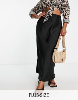 Cotton:On Curve satin maxi skirt in black