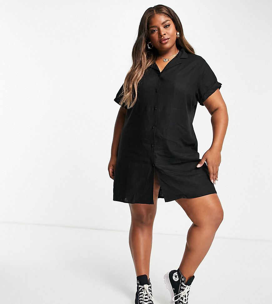 Plus-size dress by Cotton On Talk about a wardrobe staple Revere collar Button placket Short sleeves Relaxed fit