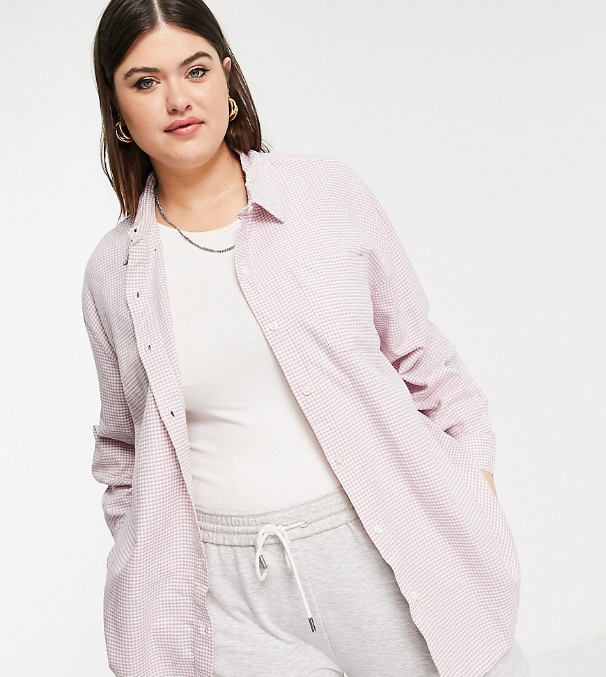 Plus-size shirt by Cotton On New favourite shirt: unlocked Houndstooth design Spread collar Button placket Chest pocket Drop shoulders Regular fit