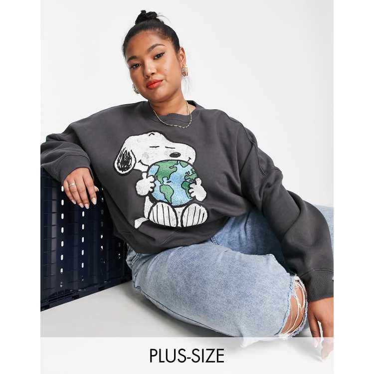 Cotton:On Curve Snoopy crew sweat in grey | ASOS