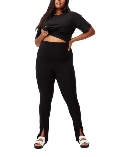 Cotton:On Curve - Sorte leggings i punto-stof med lynlås foran, 4 af 4
