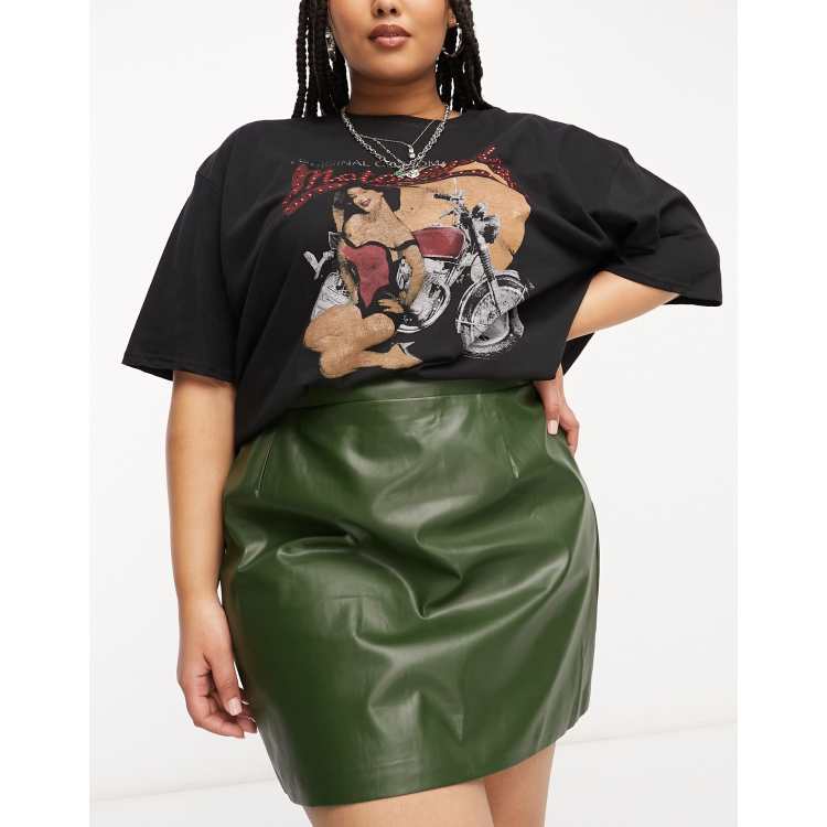 Forest green 2025 leather skirt