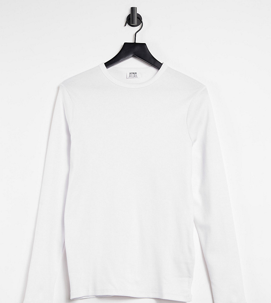 Cotton:On Curve – Vit t-shirt med rund halsringning och långa ärmar