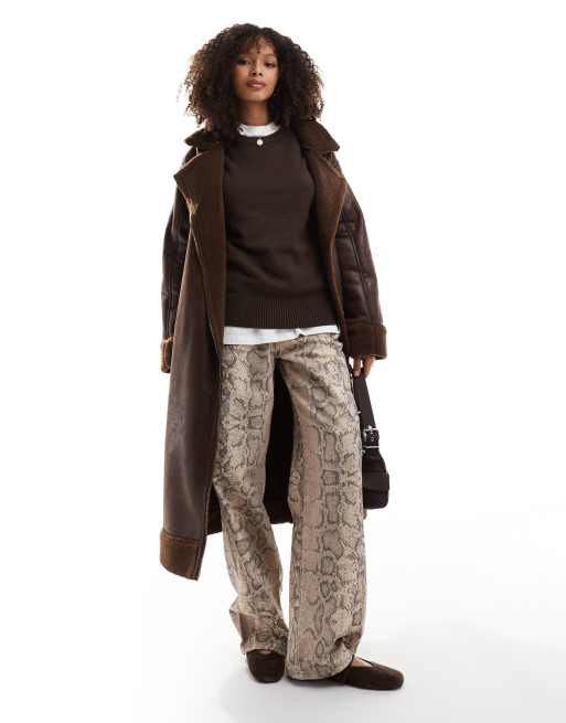 Cotton:On Dakota longline jacket in brown