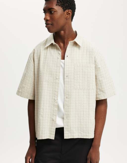 Cotton:On Darcy short sleeve shirt in bone grid check