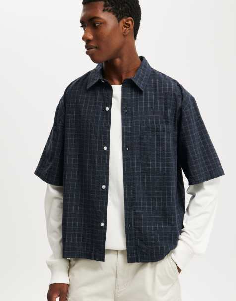 Cotton:On Darcy short sleeve shirt in navy grid check - view 1