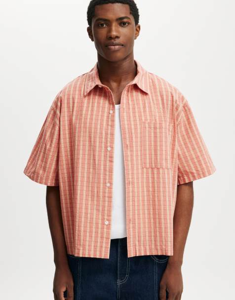 Cotton:On Darcy short sleeve shirt in orange grid check - view 1