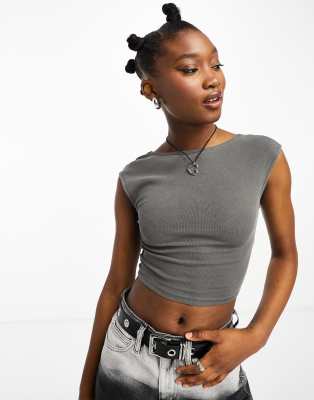 Cotton:On open back short sleeve crop vest   - ASOS Price Checker