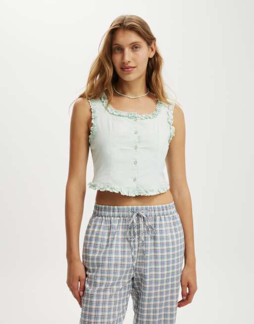 Cotton:On Emily ruffle top in green