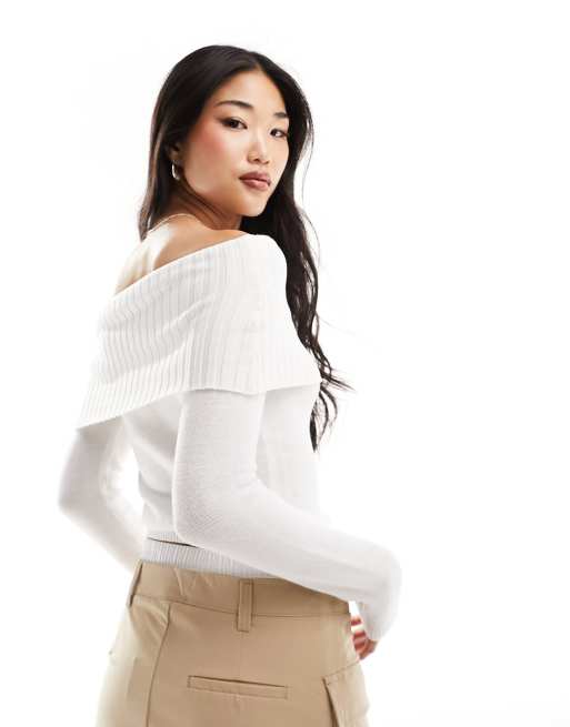 Off the shoulder online cotton sweater