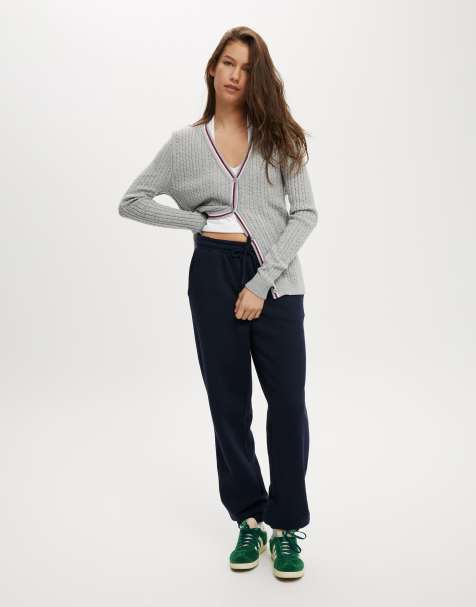 Cotton:On Everfine preppy v neck cable cardigan in grey marle - view 1