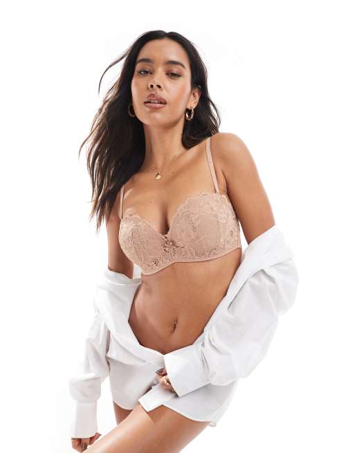 Cotton:On Everyday lace strapless push up 2 bra in brown