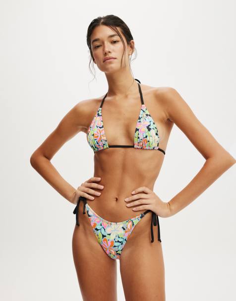 Cotton:On Fixed tie side brazilian bikini bottom in multi - view 1
