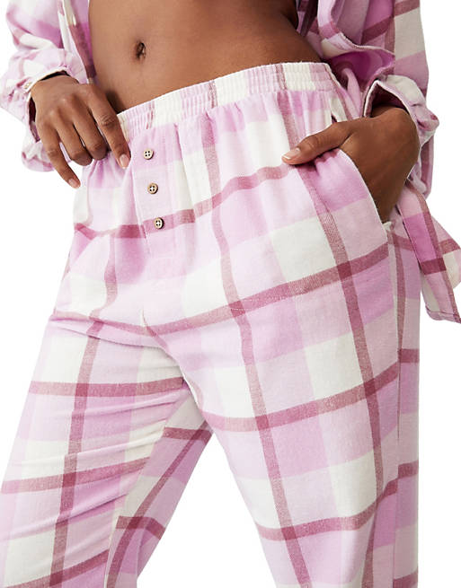 Pardon duisternis Permanent Cotton:On - Flanellen pyjamabroek in roze met ruiten, deel van co-ord set |  ASOS