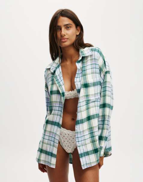 Cotton:On Flannel boyfriend long sleeve shirt in navy - view 1