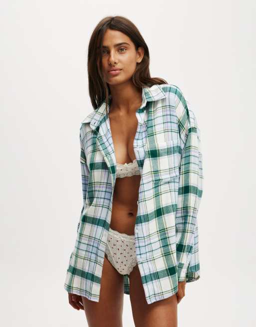 Cotton:On Flannel boyfriend long sleeve shirt in navy