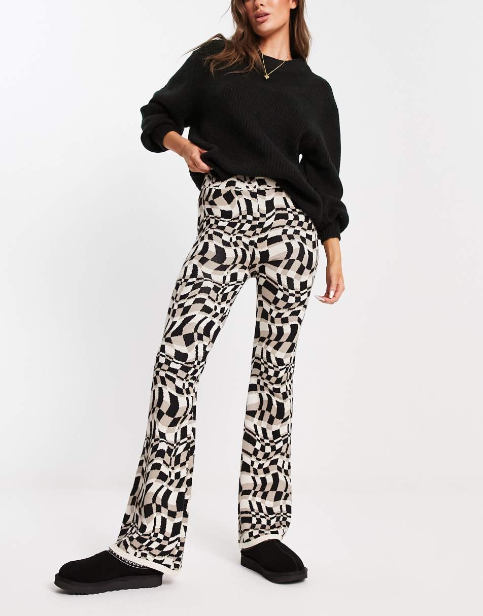 Cotton:On flared trousers in checkerboard print