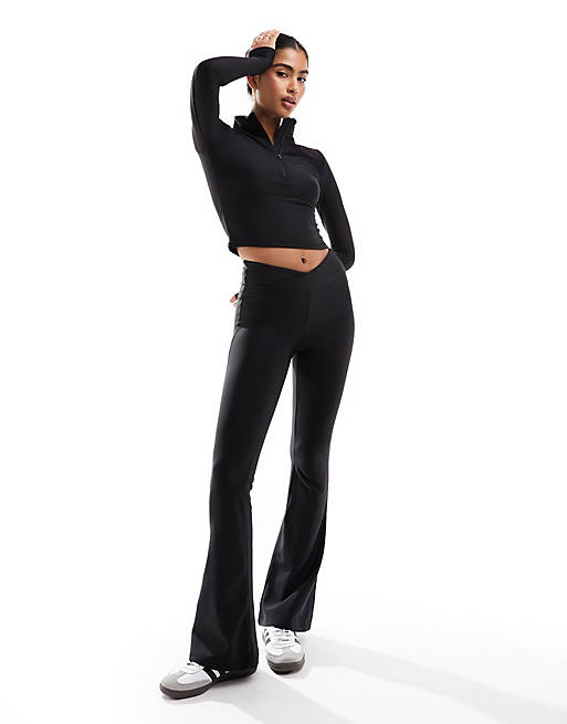 Cotton:On fleece lined full length flare trousers in black | ASOS