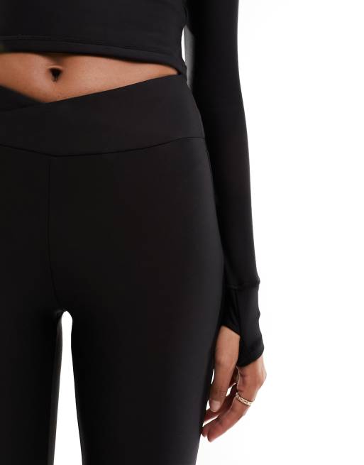 Cotton:On fleece lined full length flare trousers in black