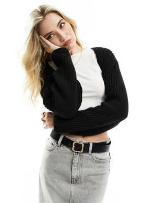 Cotton:On Fluffy Loose Fit Rib Shrug in black