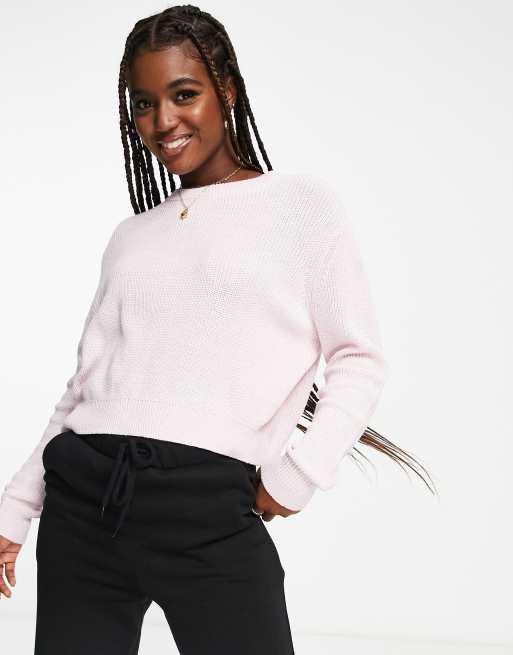 Cotton:On – Gerippter kurzer Pullover in Rosa 