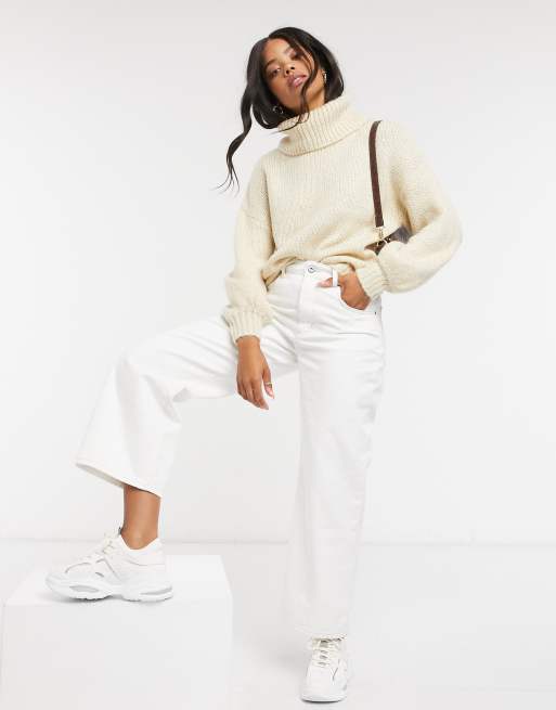 Cotton:On – Gestrickter Rollkragenpullover in Creme