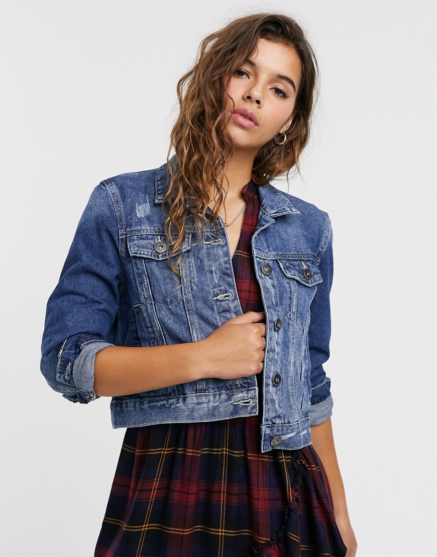 Cotton:On Girlfriend denim jacket in bright vintage-Blue