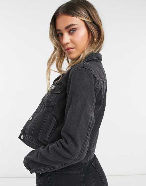 Cotton On girlfriend denim jacket in vintage black