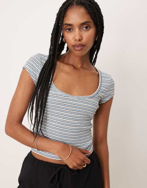 Cotton:On Hailey textured short sleeve in blue