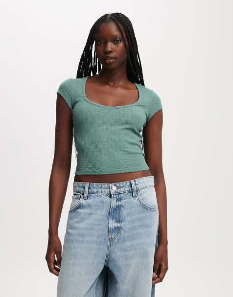 Cotton:On Hailey textured short sleeve in green - view 1