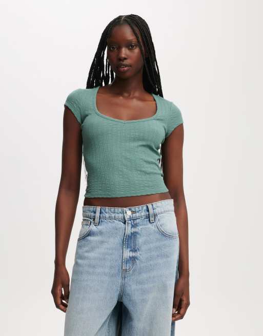 Cotton:On Hailey textured short sleeve in green