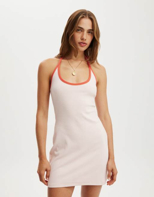 Cotton:On Halter scoop mini dress in pink/coral crush bind