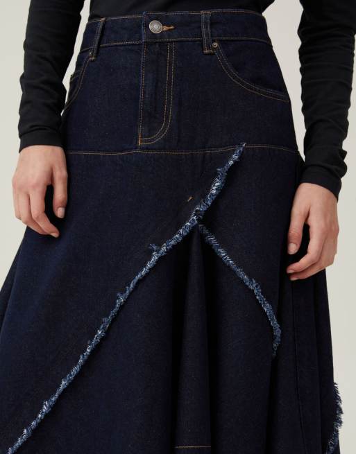 Cotton:On Harper denim midi skirt in dark blue