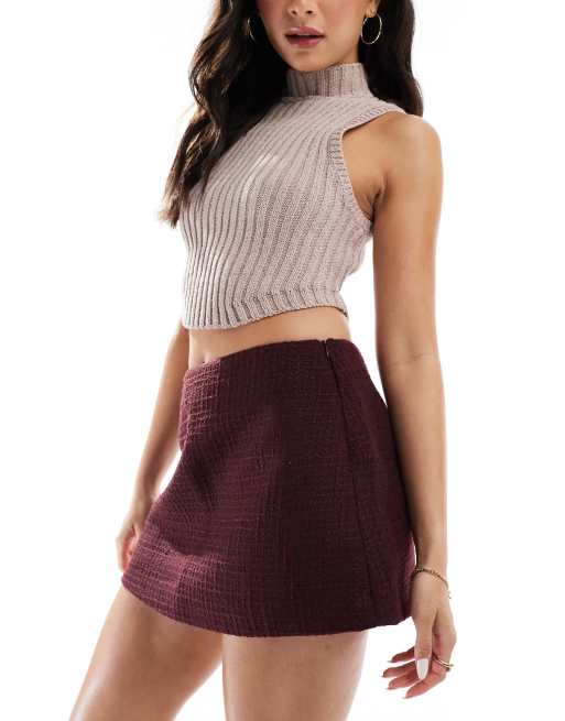 Cotton:On Harper suiting mini skirt in burgundy