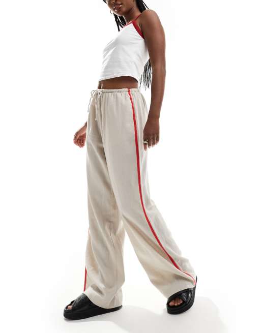 Cotton linen wide leg pants store