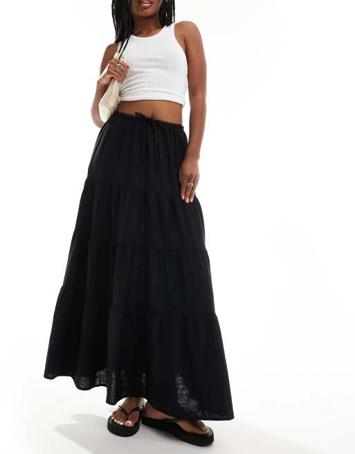 Cotton On Haven tiered maxi skirt in black