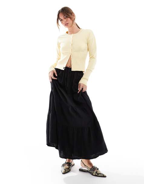 Cotton:On Haven tiered maxi skirt in black - view 1